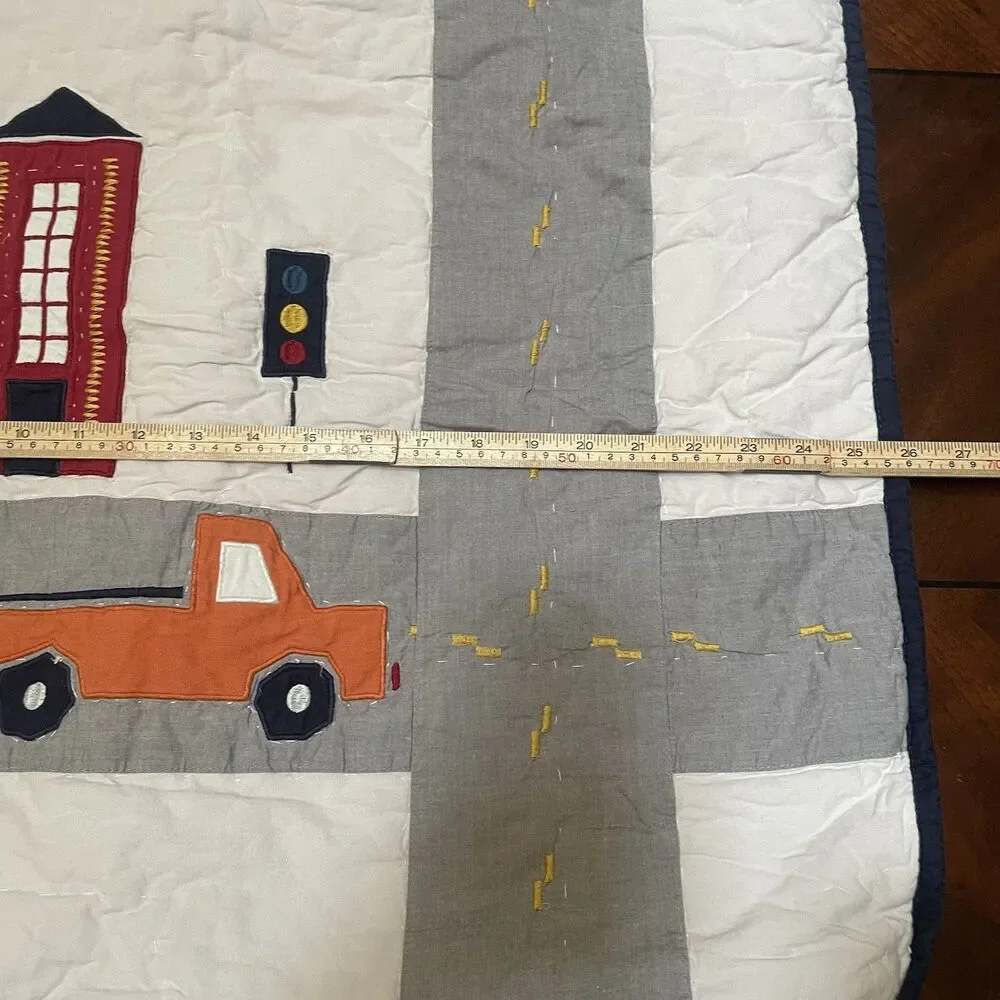 Pottery Barn Kids Orange Truck Euro Sham Quilted Cotton Transportation Bedding